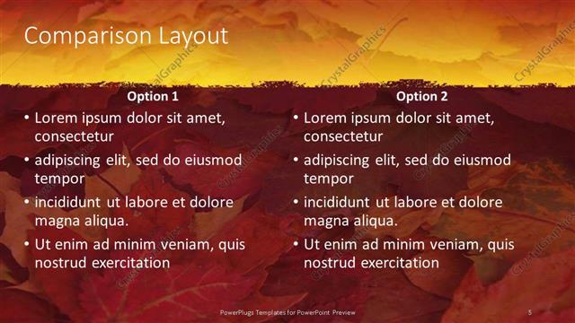 Comparison presentation slide layout