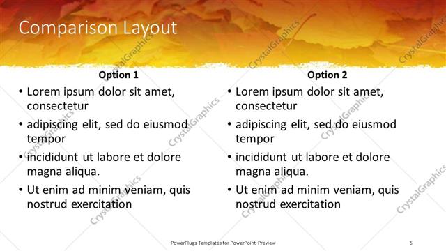 Comparison presentation slide layout