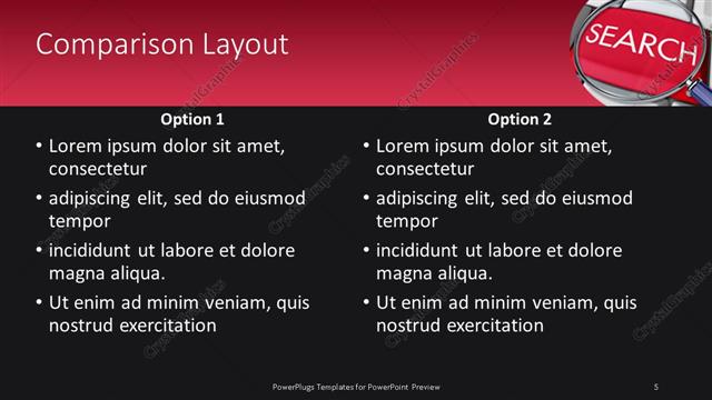 Comparison presentation slide layout