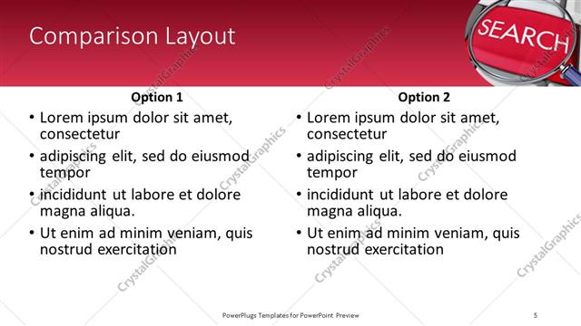 Comparison presentation slide layout