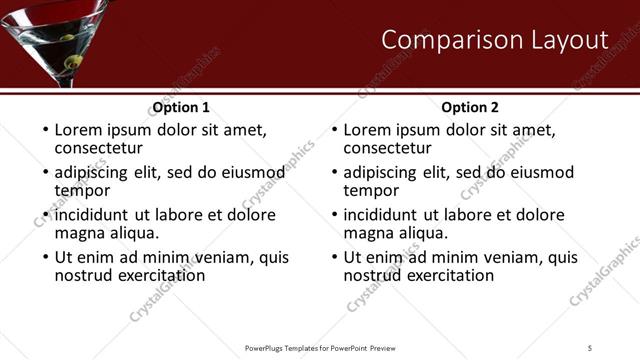 Comparison presentation slide layout