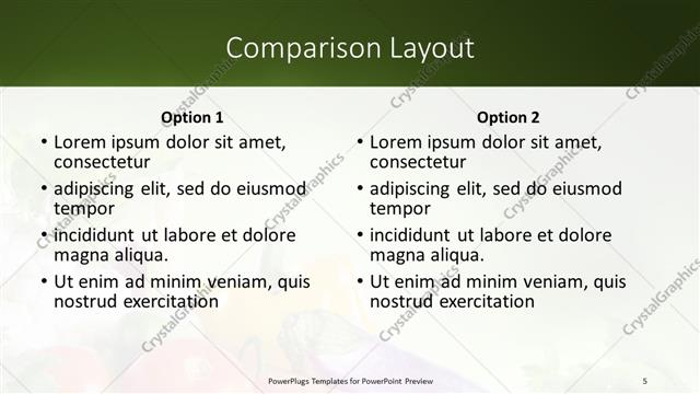 Comparison presentation slide layout
