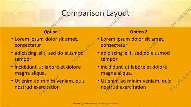 Comparison presentation slide layout