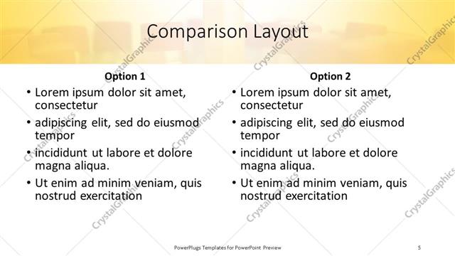 Comparison presentation slide layout