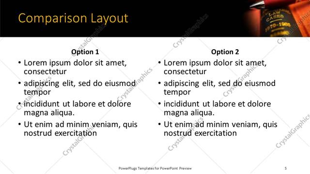 Comparison presentation slide layout