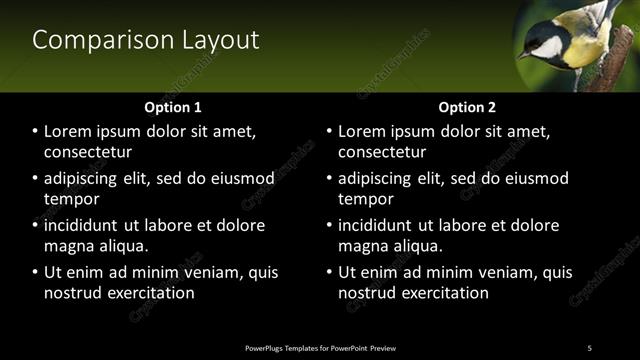 Comparison presentation slide layout