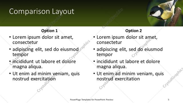 Comparison presentation slide layout