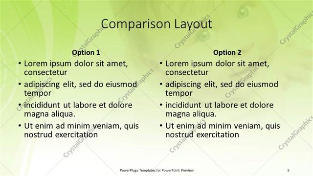Comparison presentation slide layout