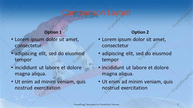 Comparison presentation slide layout