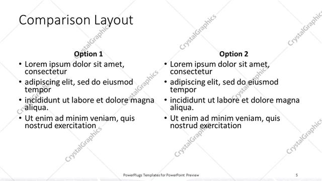 Comparison presentation slide layout