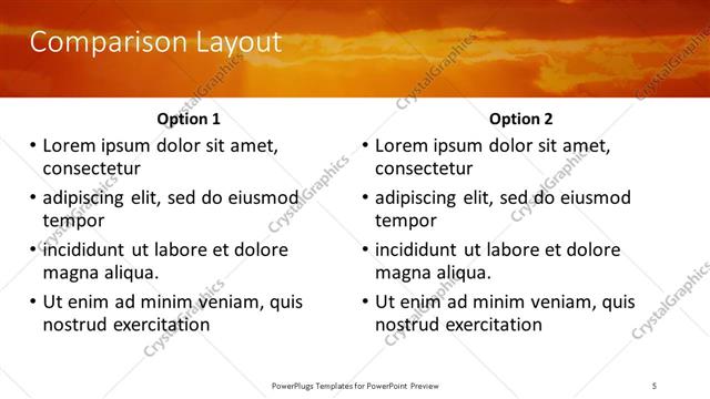 Comparison presentation slide layout