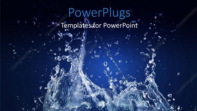  Presentation with blue water - Close up view of water splashing on a blue background