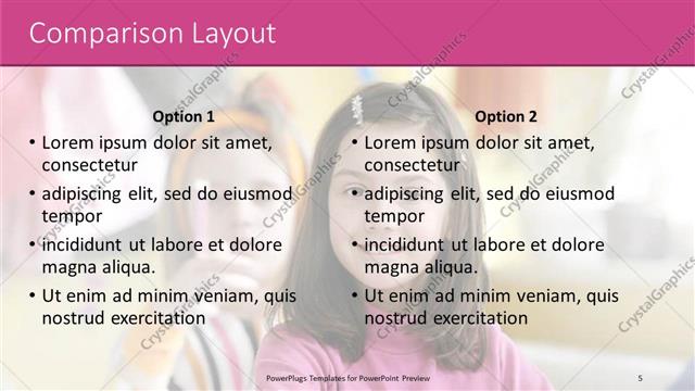 Comparison presentation slide layout