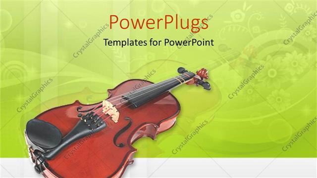  Presentation with abstract music - Close up of violin on abstract floral green background