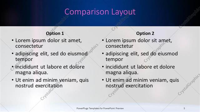 Comparison presentation slide layout