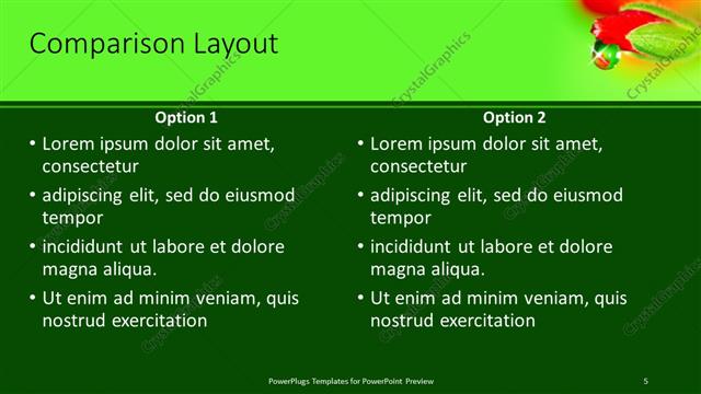 Comparison presentation slide layout