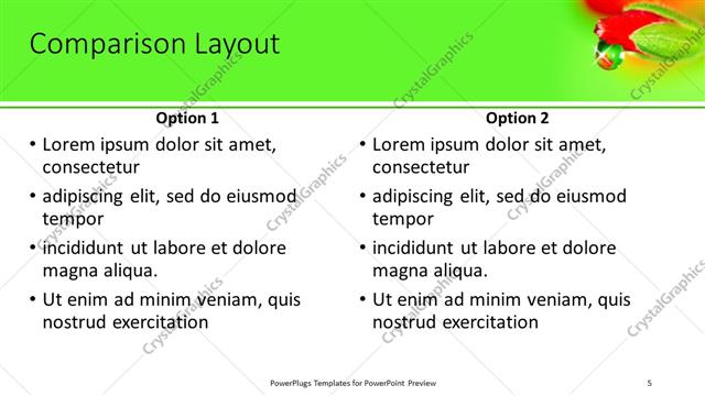 Comparison presentation slide layout