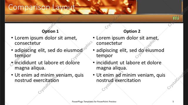Comparison presentation slide layout