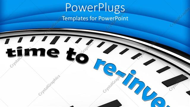  Presentation with time - Close up of white clock face written time to re-invent