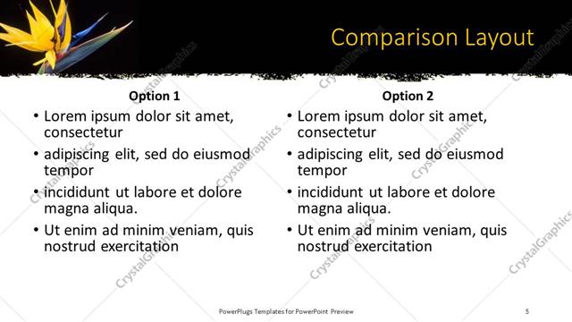 Comparison presentation slide layout