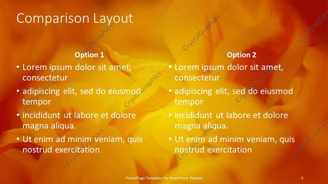 Comparison presentation slide layout