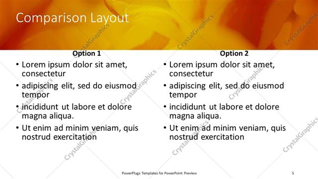 Comparison presentation slide layout