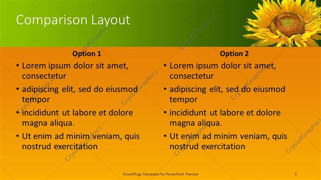Comparison presentation slide layout