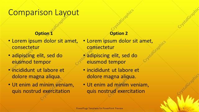 Comparison presentation slide layout