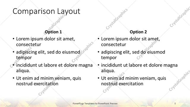 Comparison presentation slide layout