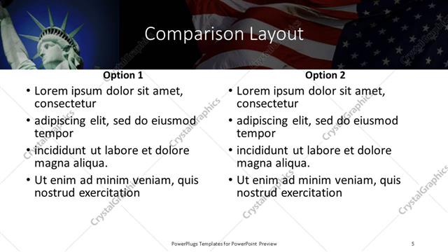 Comparison presentation slide layout