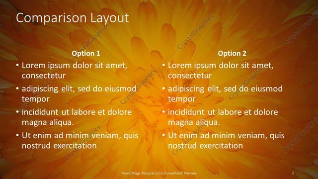 Comparison presentation slide layout