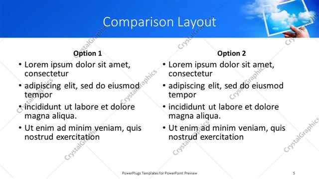 Comparison presentation slide layout