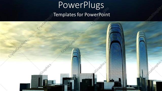  Presentation with futuristic - Cloudy sky with depiction of futuristic city