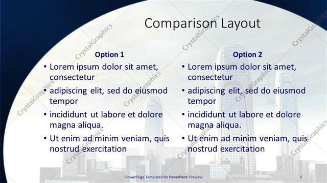 Comparison presentation slide layout