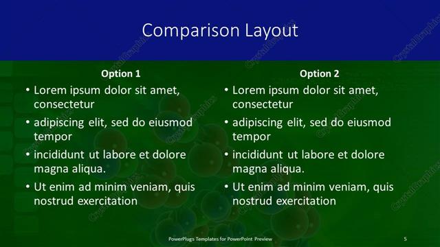Comparison presentation slide layout