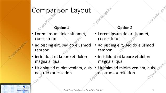 Comparison presentation slide layout
