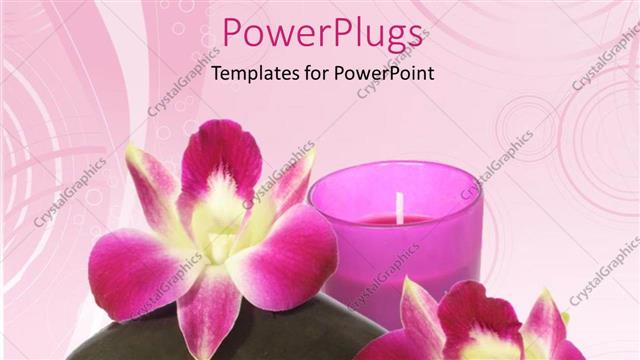  Presentation with zen stone - A cndle with two flowers and a zen stone