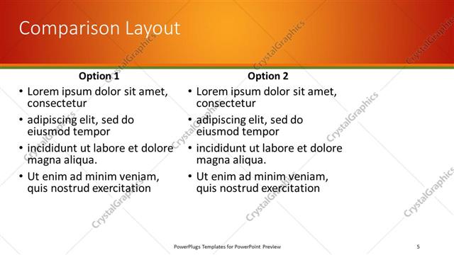 Comparison presentation slide layout