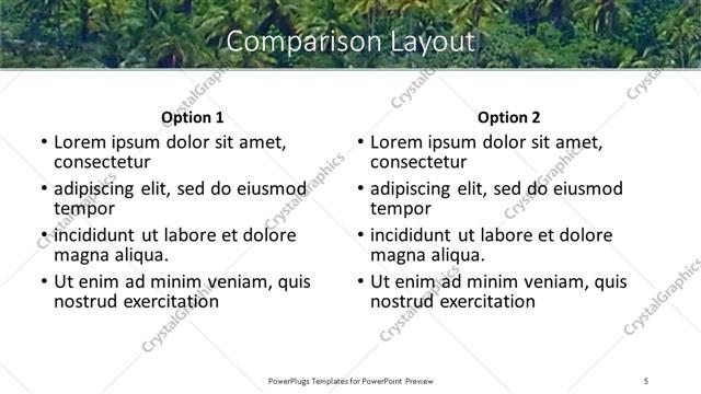 Comparison presentation slide layout