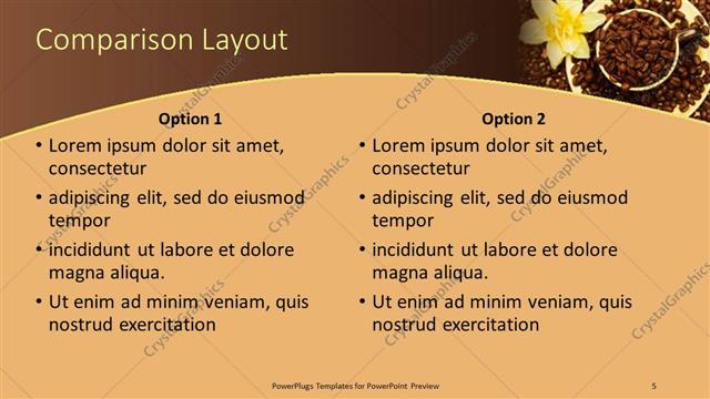 Comparison presentation slide layout