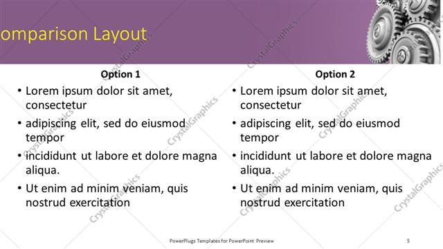 Comparison presentation slide layout