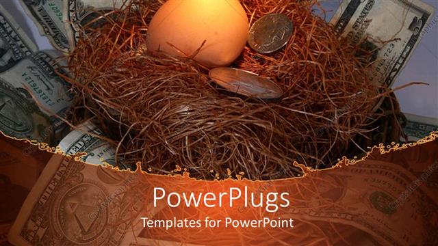  Presentation with bills - Coins with egg in nest surrounded by dollar bills