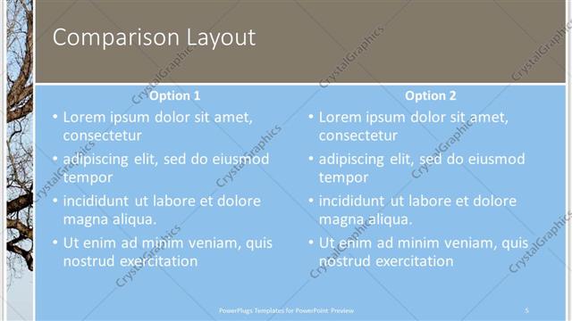 Comparison presentation slide layout