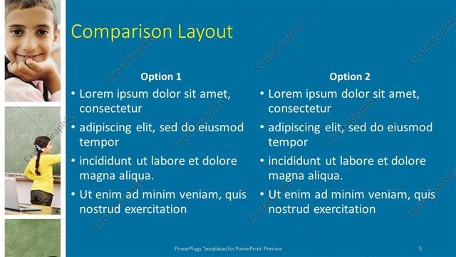 Comparison presentation slide layout