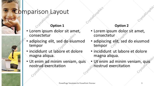 Comparison presentation slide layout
