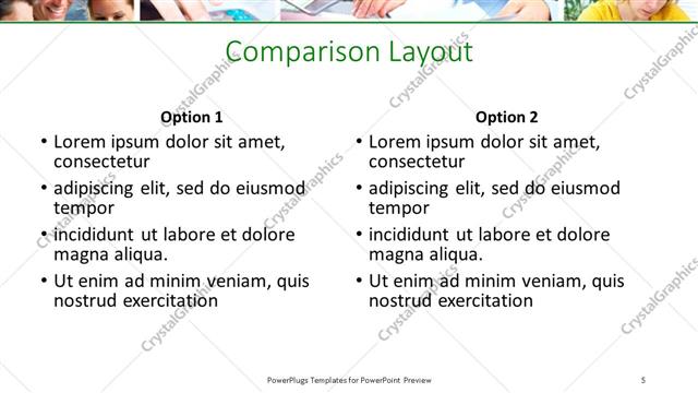 Comparison presentation slide layout
