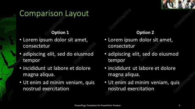 Comparison presentation slide layout