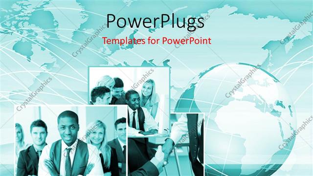  Presentation with world - Collage of business men and earth globe over world map