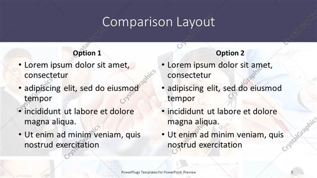 Comparison presentation slide layout