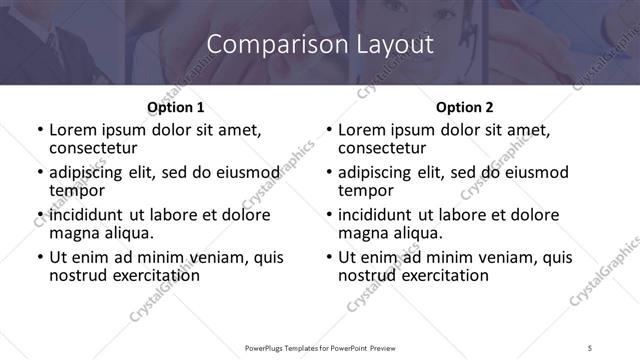 Comparison presentation slide layout